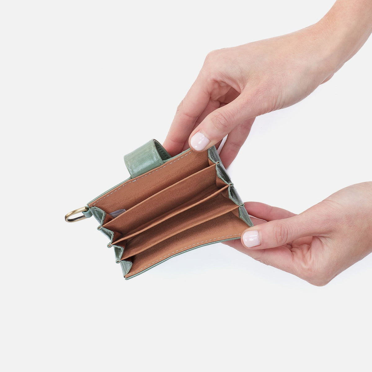 HOBO Sale - Jean Accordian Card Case In Polished Leather - Jade