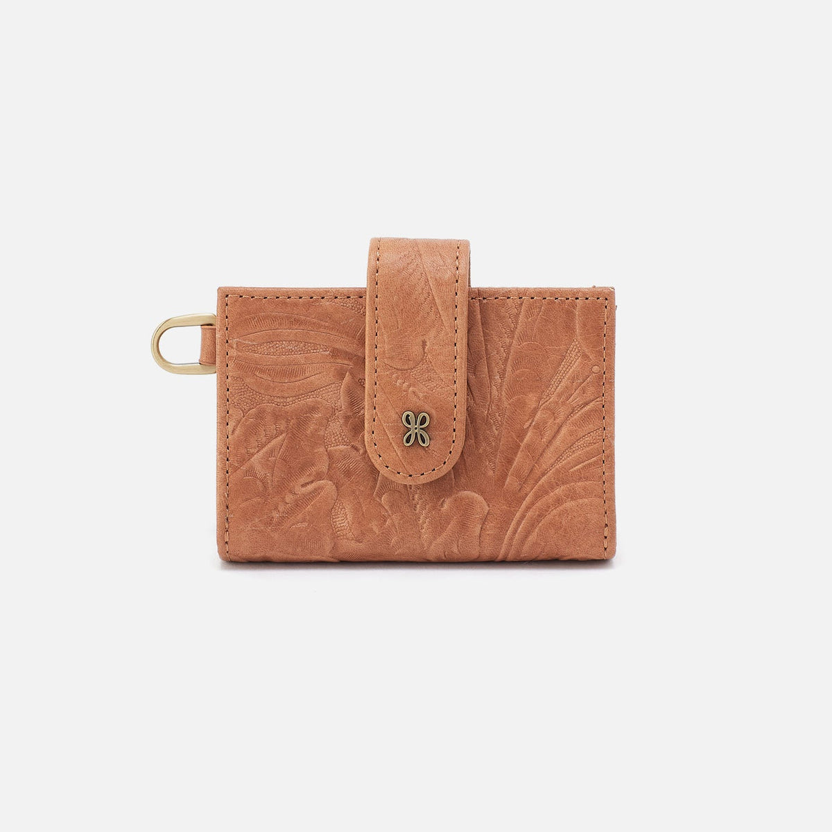 HOBO Featured - Jean Accordian Card Case In Tooled Embossed Leather - Saddle Tooled Emboss