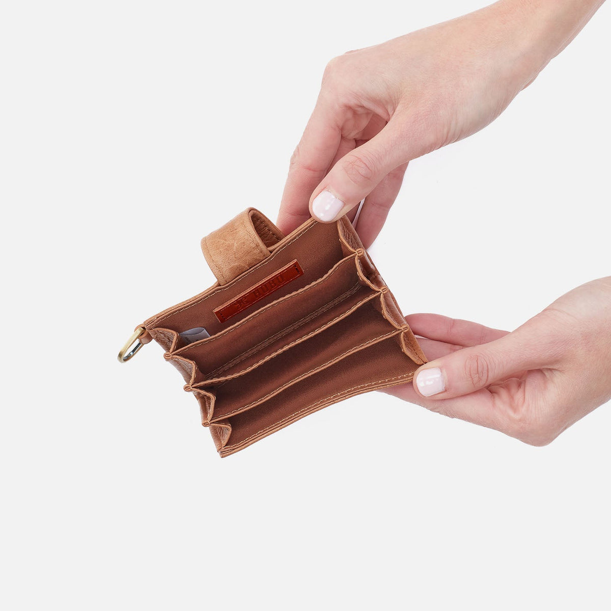 HOBO Featured - Jean Accordian Card Case In Tooled Embossed Leather - Saddle Tooled Emboss