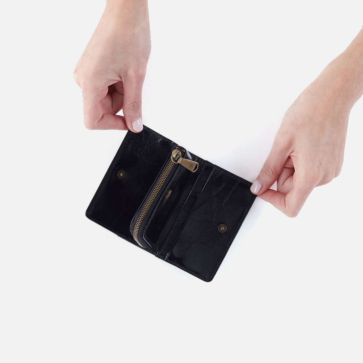 HOBO Special Offer - Jill Card Case In Polished Leather - Black