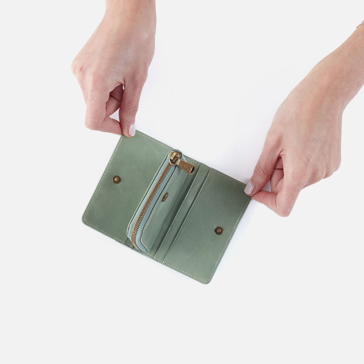 HOBO Everyday - Jill Card Case In Polished Leather - Jade