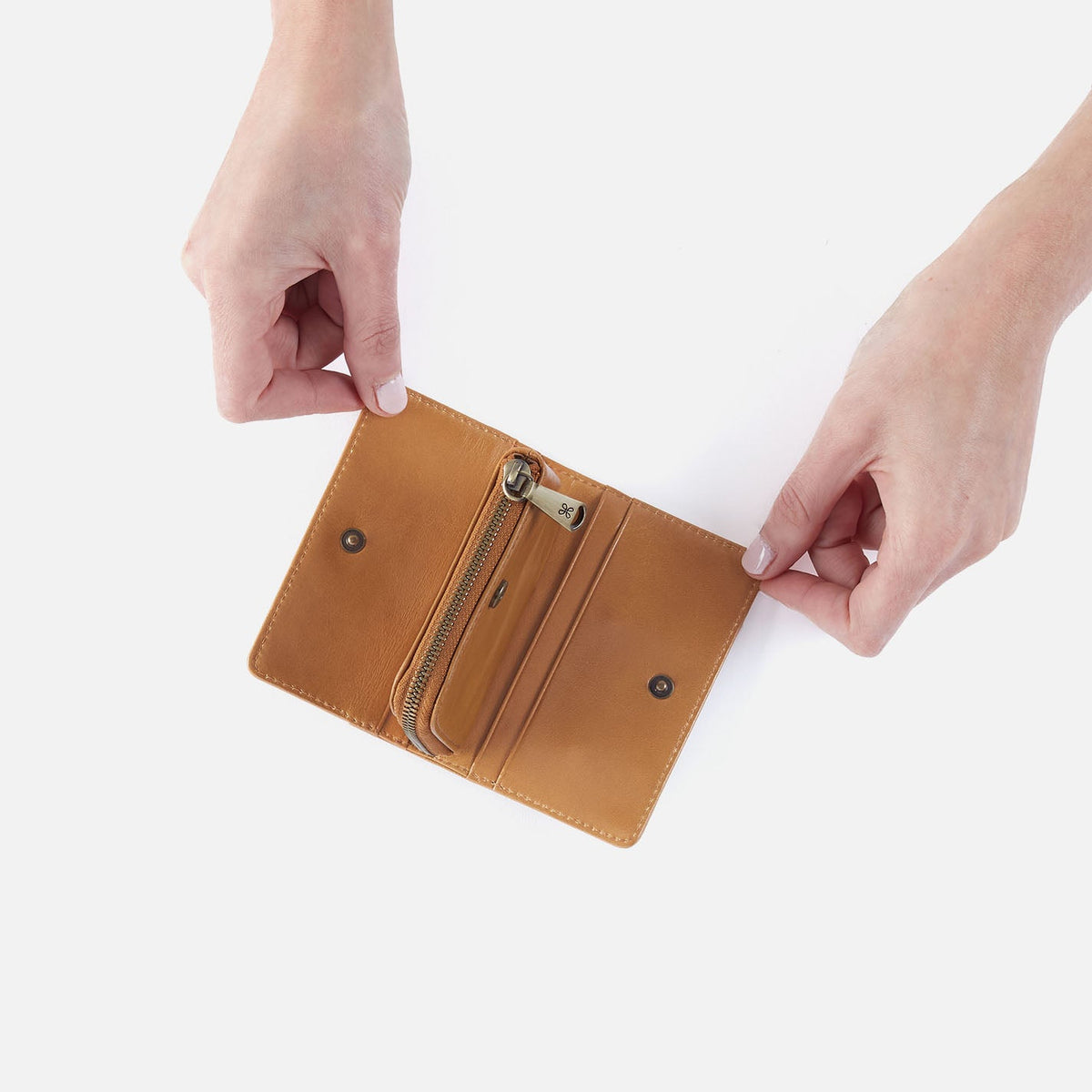 HOBO Signature - Jill Card Case In Polished Leather - Natural