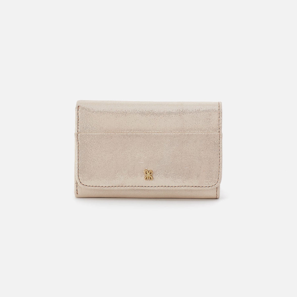 HOBO Trending - Jill Trifold Wallet In Metallic Leather - Sand Shimmer