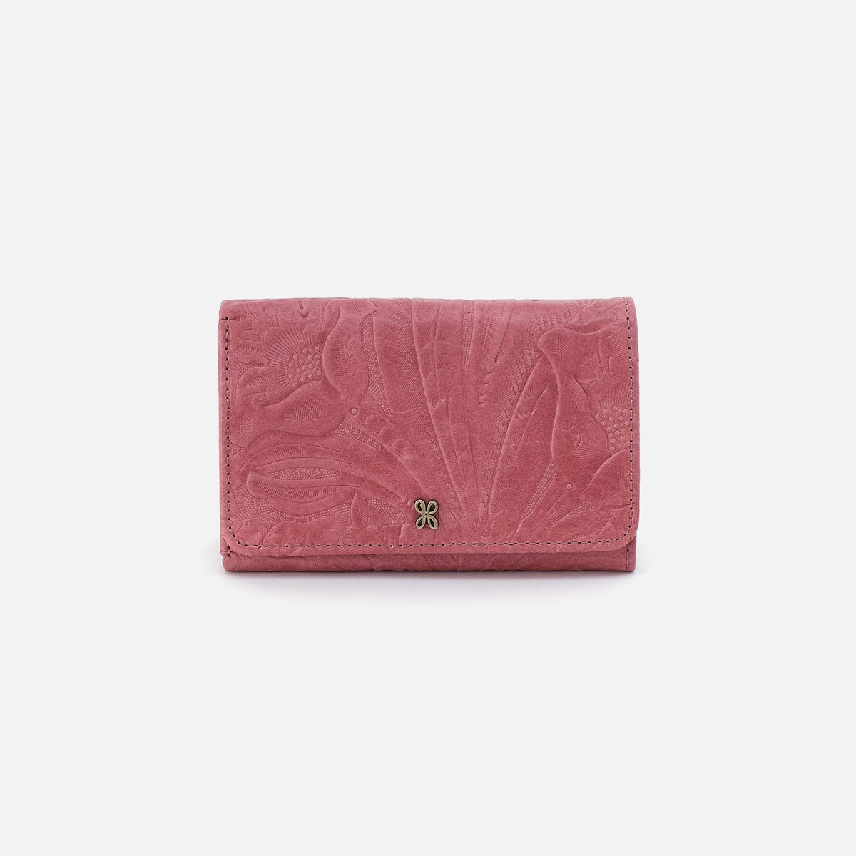 HOBO Customer Favorite - Jill Trifold Wallet In Tooled Embossed Leather - Mauve Tooled Emboss