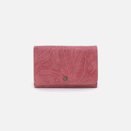 HOBO Customer Favorite - Jill Trifold Wallet In Tooled Embossed Leather - Mauve Tooled Emboss