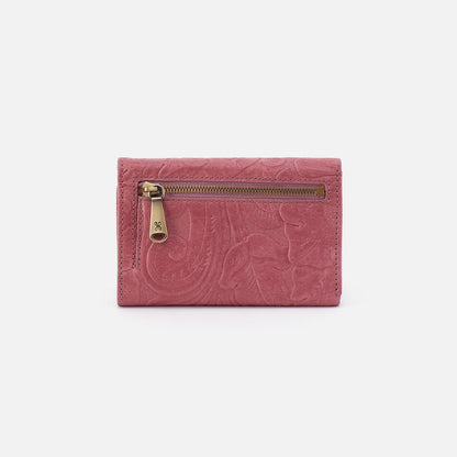 HOBO Customer Favorite - Jill Trifold Wallet In Tooled Embossed Leather - Mauve Tooled Emboss