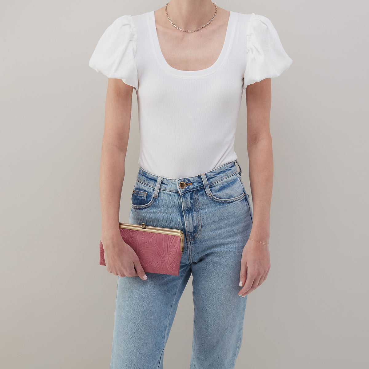 HOBO Recommended - Lauren Clutch-Wallet In Tooled Embossed Leather - Mauve Tooled Emboss