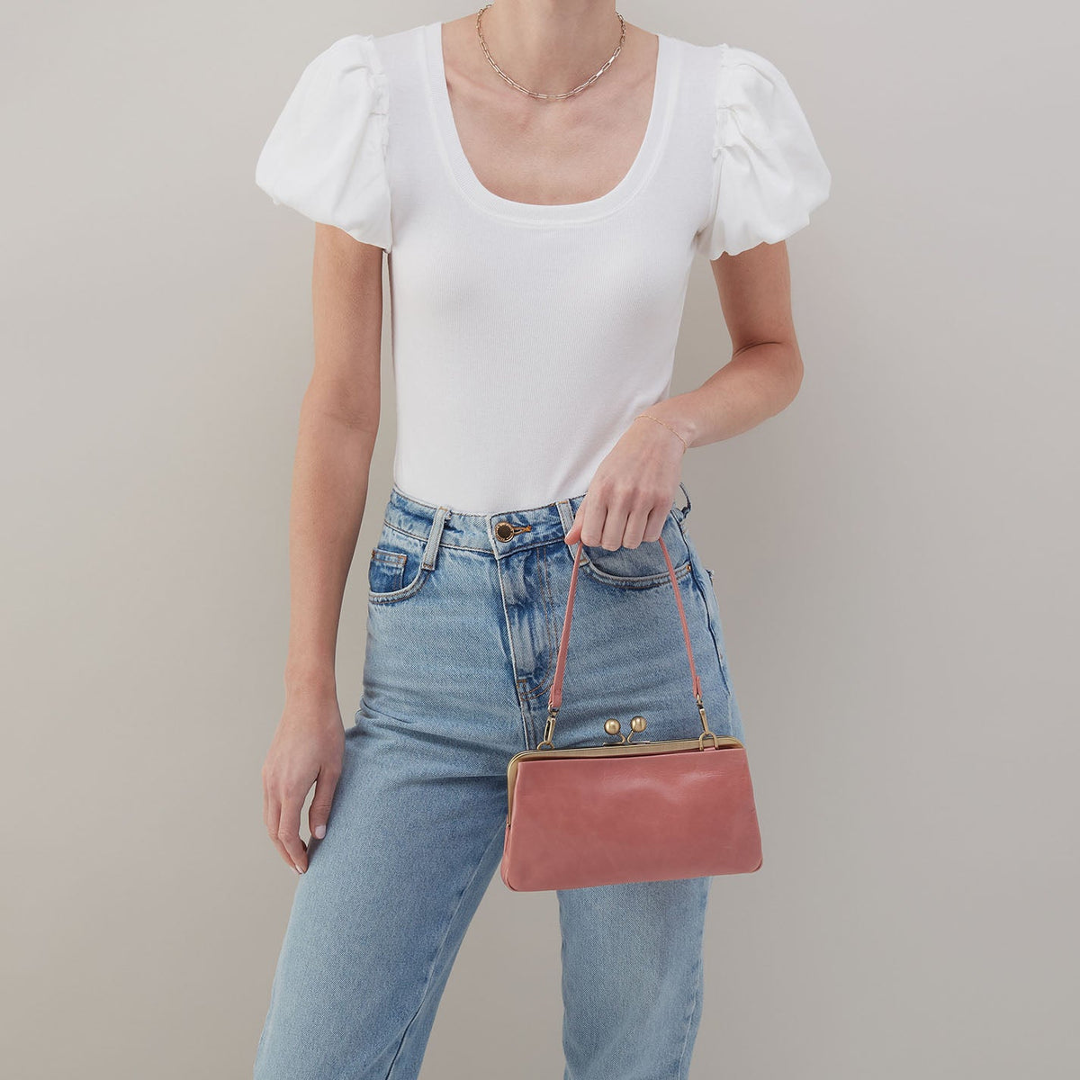 HOBO Best Seller - Lauren Frame Crossbody In Polished Leather - Rose