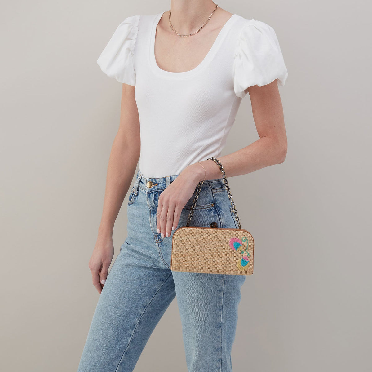 HOBO Smart Buy - Lauren Minaudiere In Woven Straw - Natural Straw