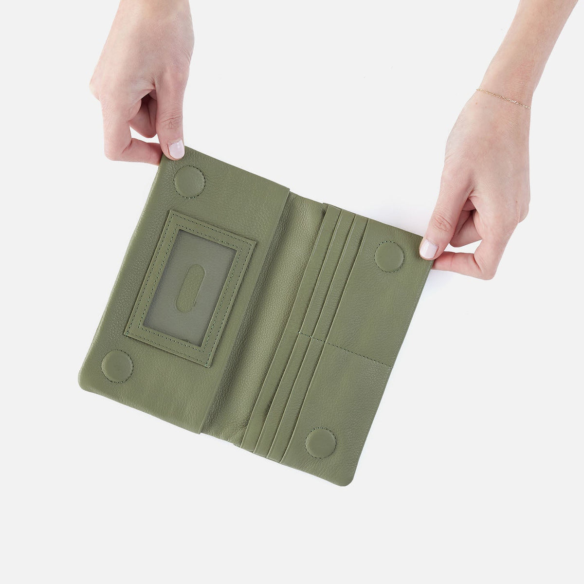 HOBO Deals - Lumen Continental Wallet In Pebbled Leather - Watercress