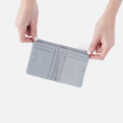 HOBO Essential - Lumen Mini Wallet In Pebbled Leather - Blue Pearl