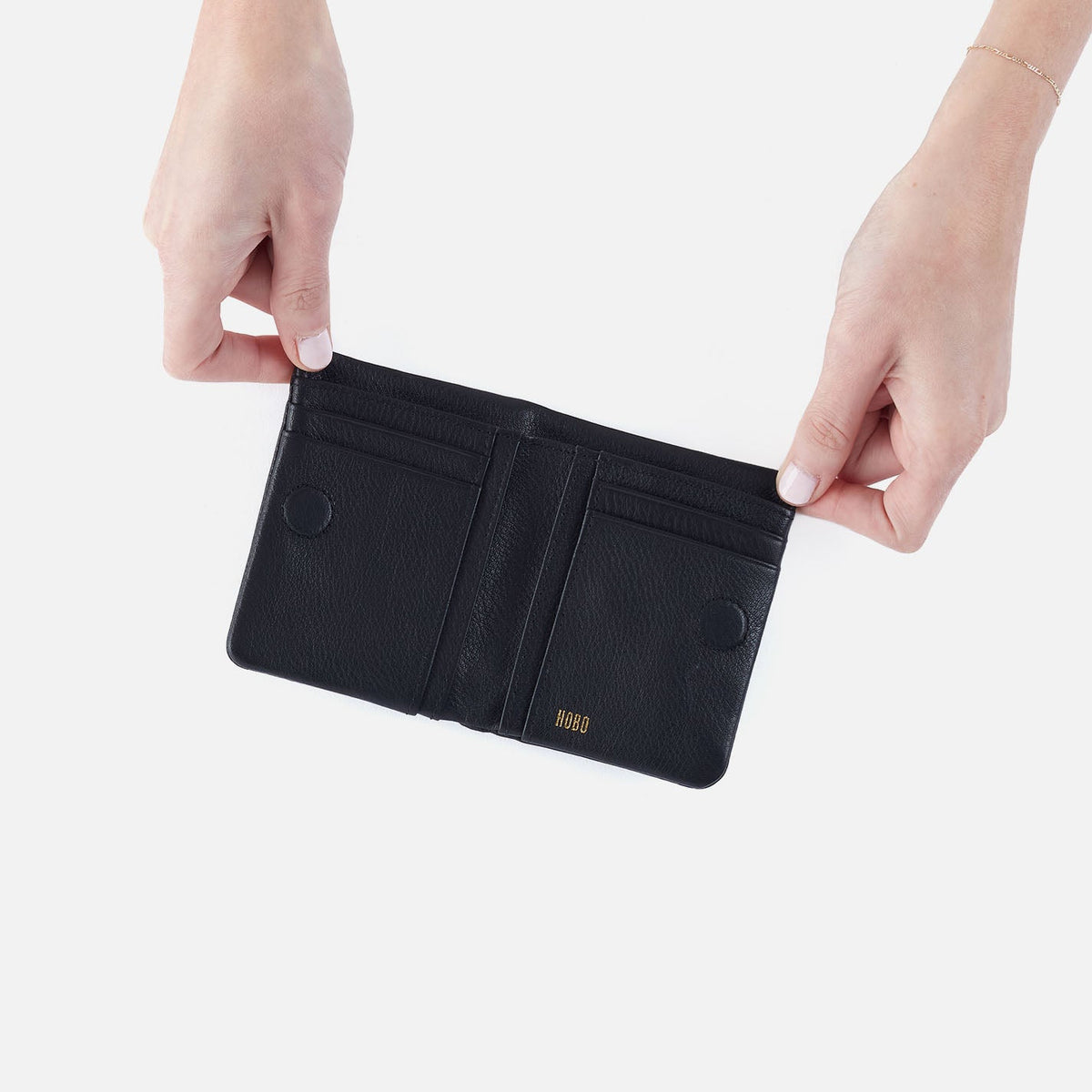 HOBO Signature - Lumen Mini Wallet In Pebbled Leather - Black