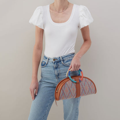 HOBO Trusted - Luna Clutch In Multi Weave With Leather Trim - Sunset Raffia