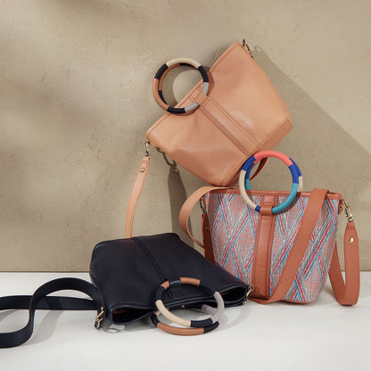 HOBO Trusted - Luna Small Tote In Multi Weave With Leather Trim - Sunset Raffia