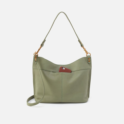HOBO Essential - Pier Shoulder Bag In Pebbled Leather - Watercress