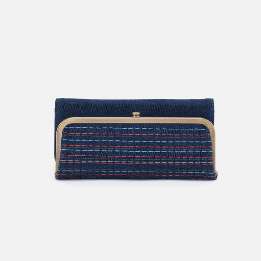 HOBO Smart Buy - Rachel Continental Wallet In Denim Fabric - Dark Denim