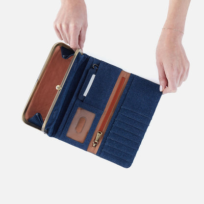 HOBO Smart Buy - Rachel Continental Wallet In Denim Fabric - Dark Denim