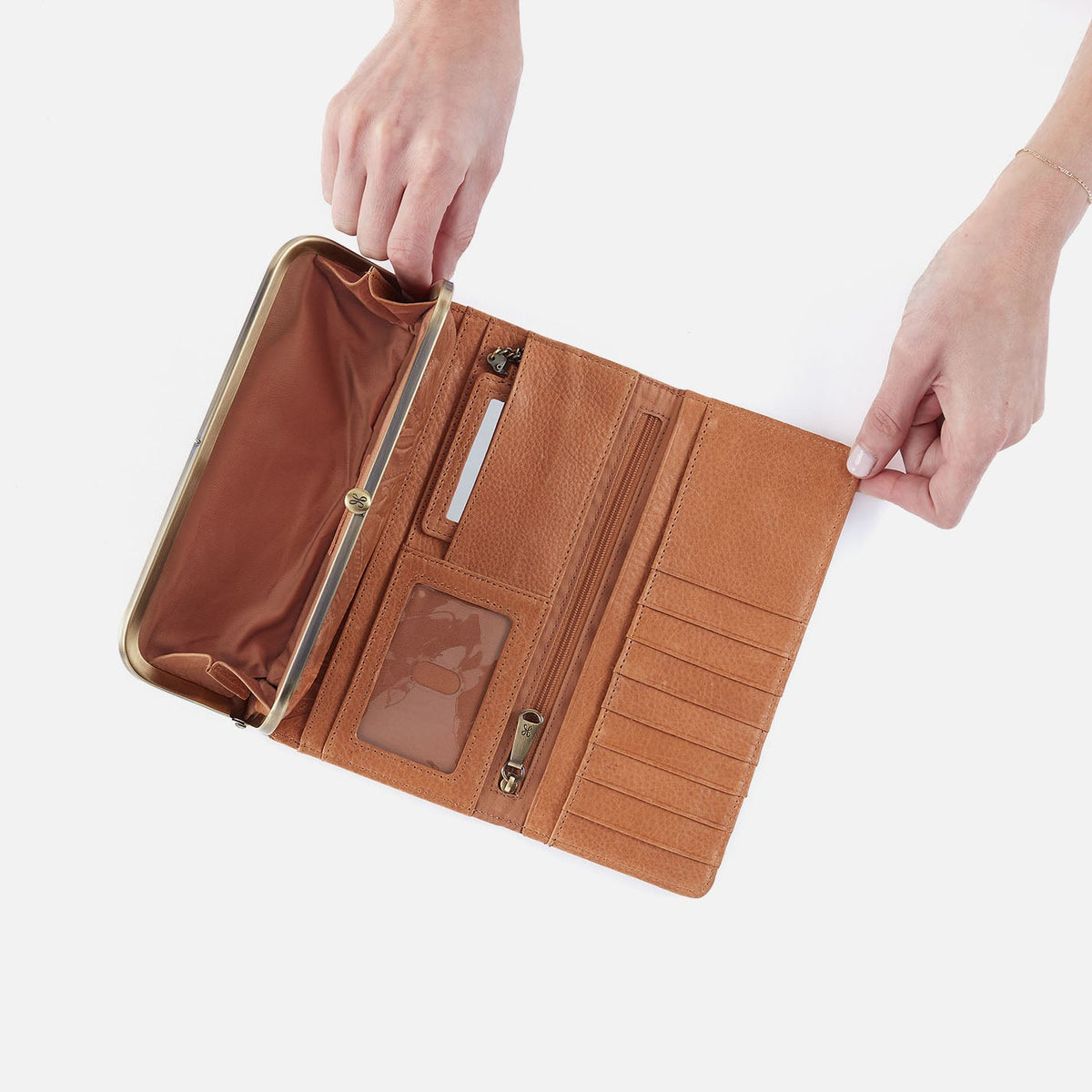 HOBO Sale - Rachel Continental Wallet In Tooled Embossed Leather - Saddle Tooled Emboss