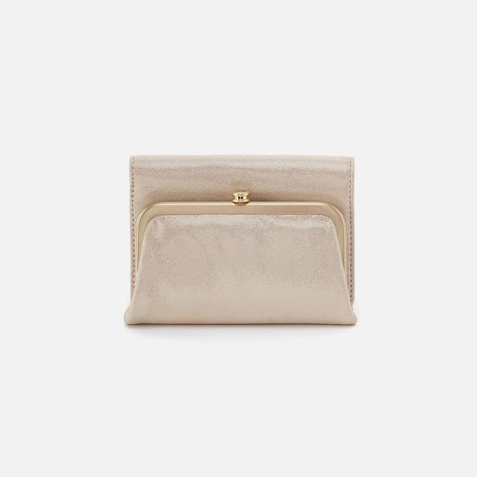 HOBO Great Value - Robin Compact Wallet In Metallic Leather - Sand Shimmer