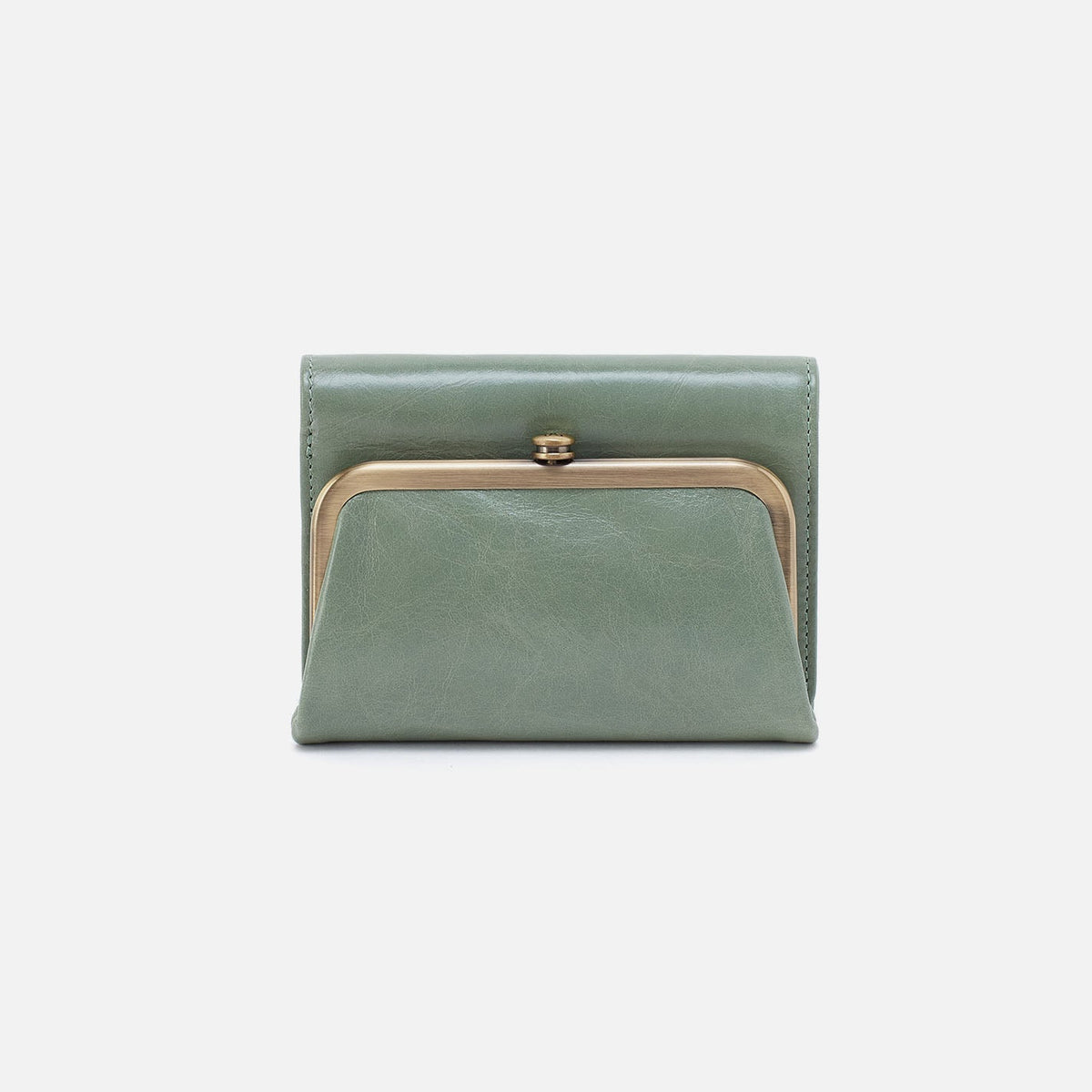HOBO Essential - Robin Compact Wallet In Polished Leather - Jade