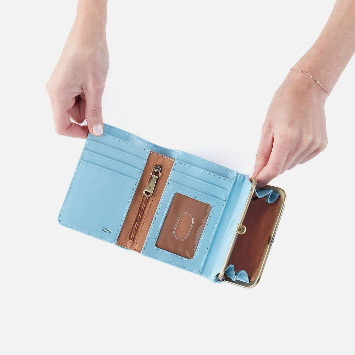 HOBO Featured - Robin Compact Wallet In Polished Leather - Stratosphere
