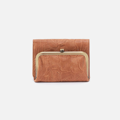 HOBO Latest - Robin Compact Wallet In Tooled Embossed Leather - Saddle Tooled Emboss