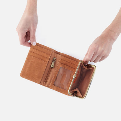 HOBO Latest - Robin Compact Wallet In Tooled Embossed Leather - Saddle Tooled Emboss