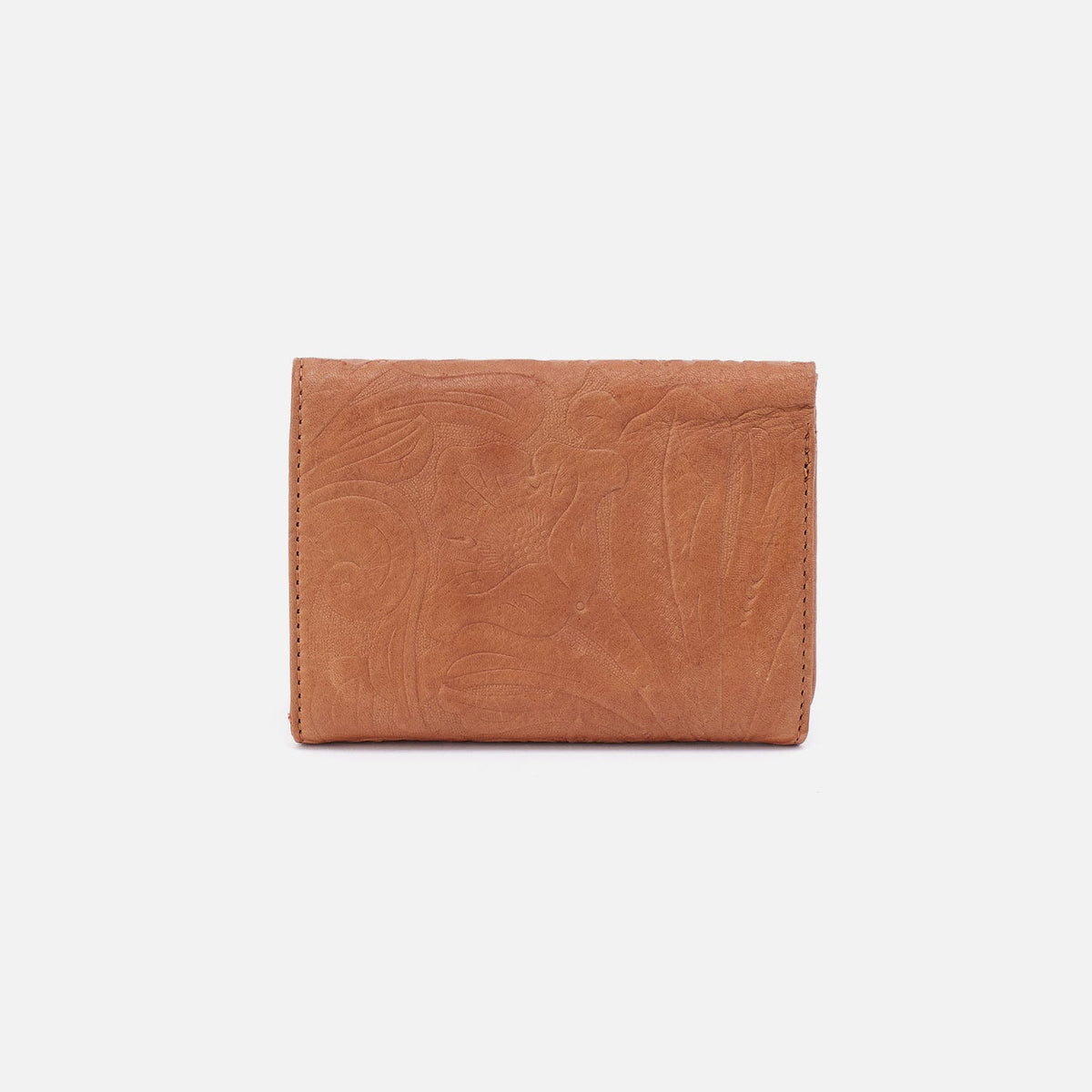 HOBO Latest - Robin Compact Wallet In Tooled Embossed Leather - Saddle Tooled Emboss