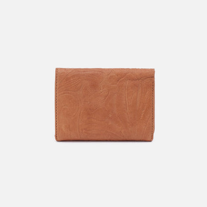 HOBO Latest - Robin Compact Wallet In Tooled Embossed Leather - Saddle Tooled Emboss
