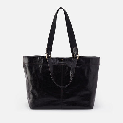 HOBO Essential - Romy Max Tote In Polished Leather - Black