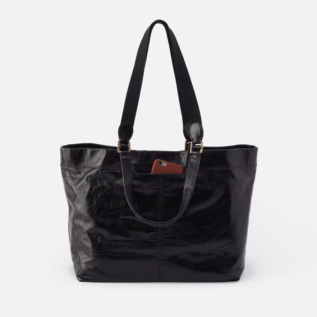 HOBO Essential - Romy Max Tote In Polished Leather - Black