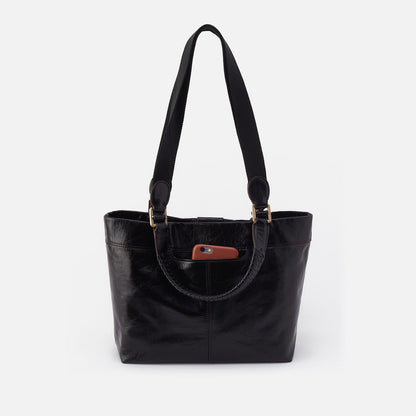 HOBO Popular - Romy Medium Tote In Polished Leather - Black