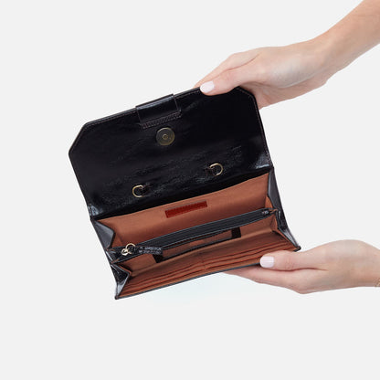 HOBO Signature - Romy Wallet Crossbody In Polished Leather - Black