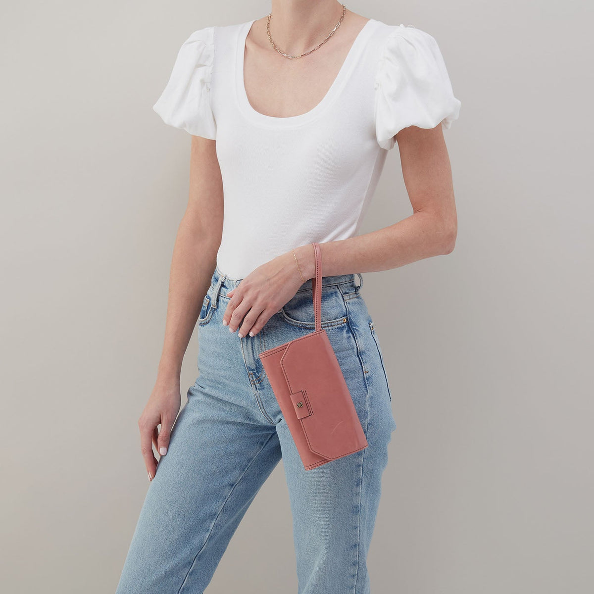 HOBO Top Pick - Romy Wallet Crossbody In Polished Leather - Rose
