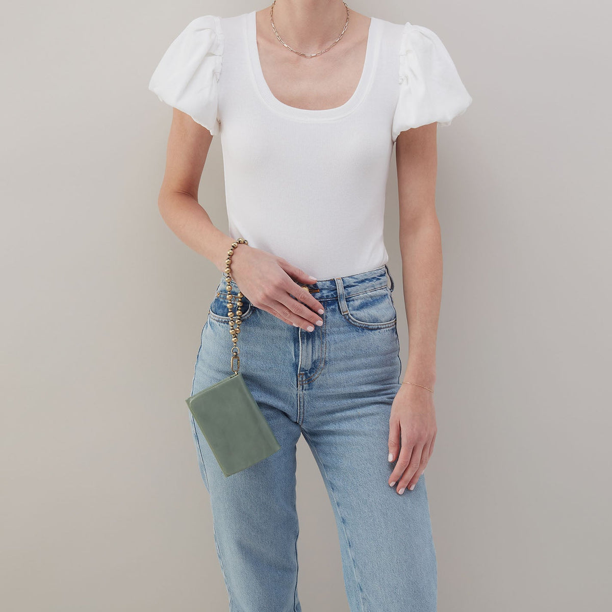 HOBO Signature - Ross Bead Wristlet In Polished Leather - Jade