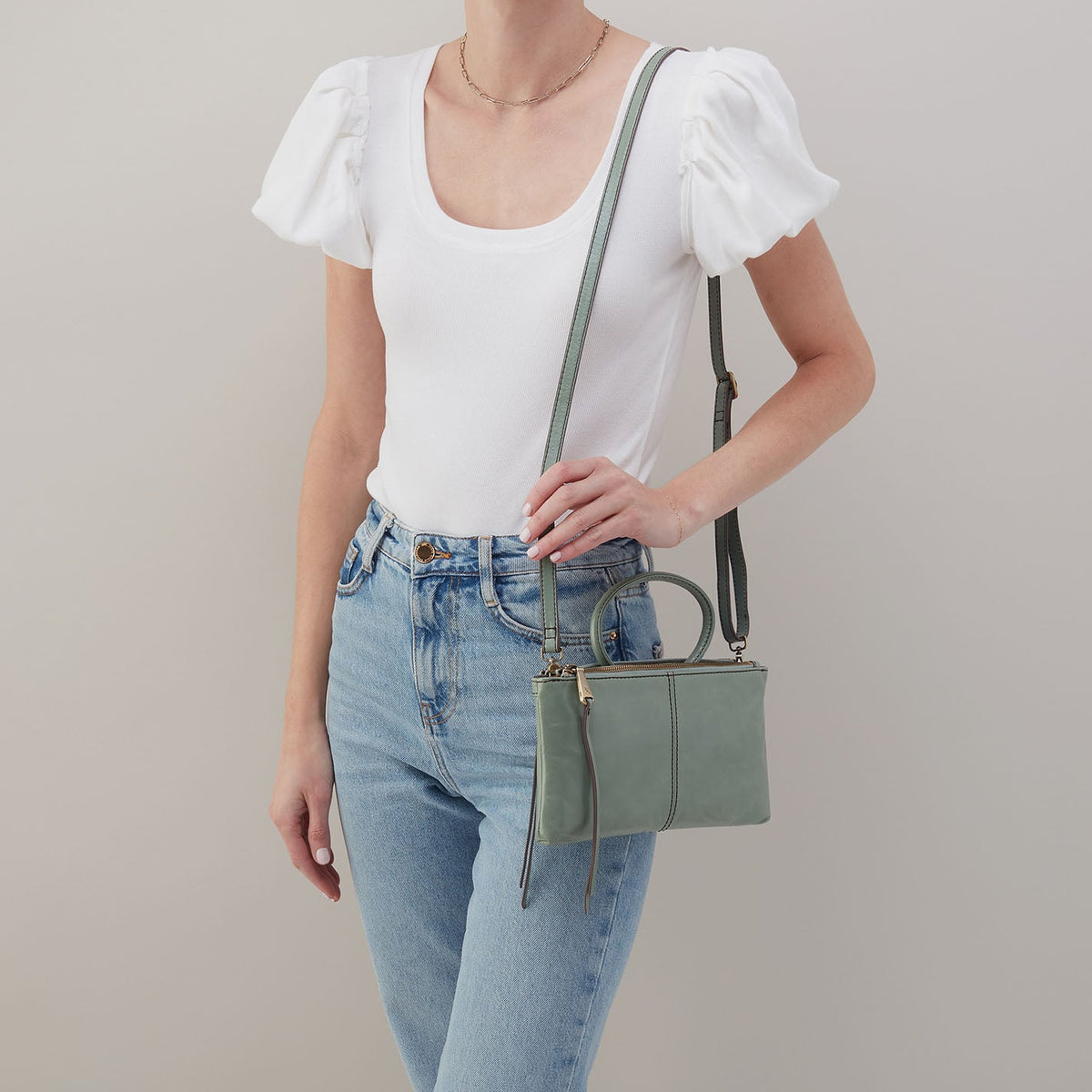 HOBO Top Pick - Sable Crossbody In Polished Leather - Jade