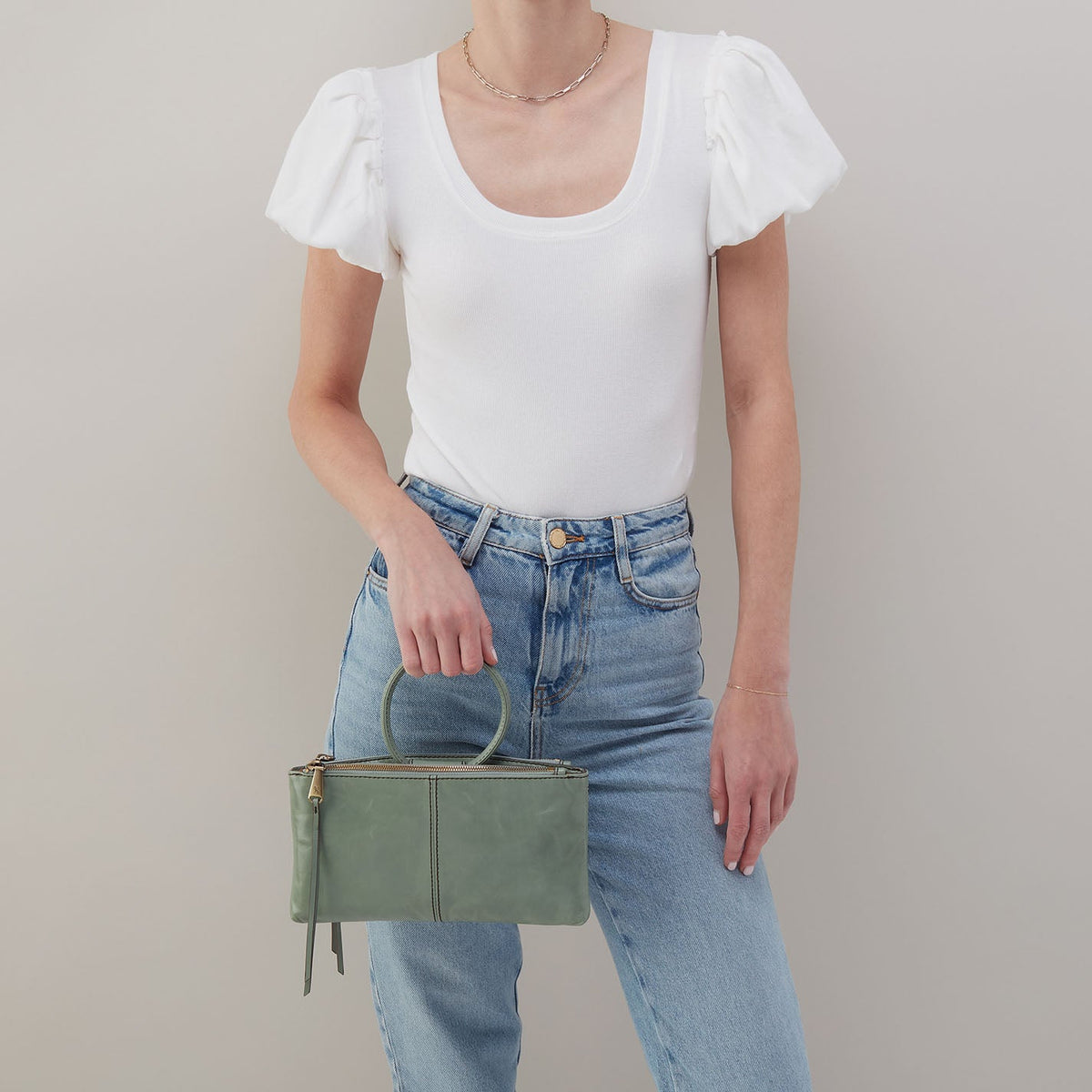 HOBO Top Pick - Sable Crossbody In Polished Leather - Jade