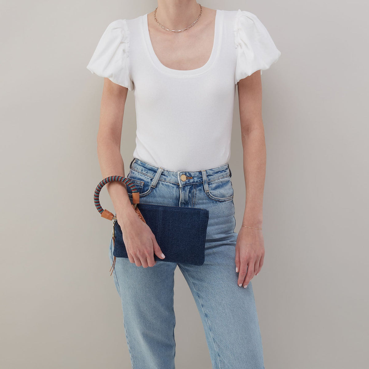 HOBO Everyday - Sable Wristlet In Denim Fabric - Dark Denim