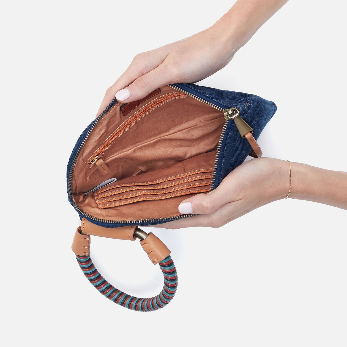 HOBO Everyday - Sable Wristlet In Denim Fabric - Dark Denim