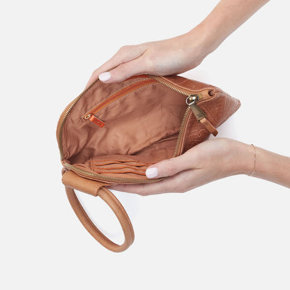 HOBO Discount - Sable Wristlet In Tooled Embossed Leather - Saddle Tooled Emboss