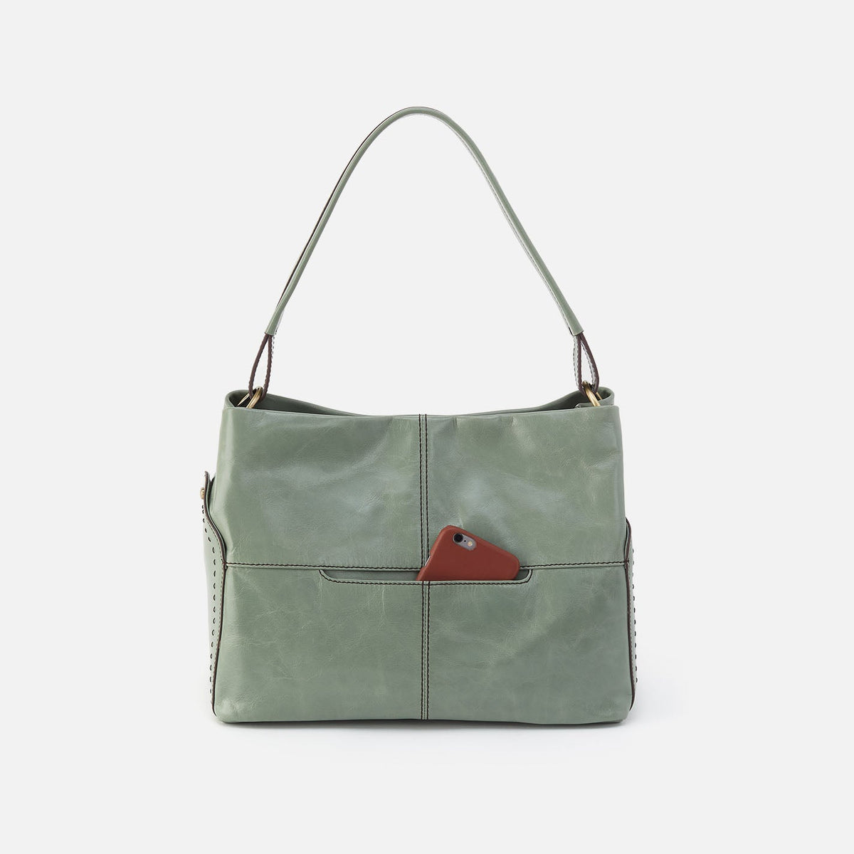 HOBO Everyday - Seneca Shoulder Bag In Polished Leather - Jade
