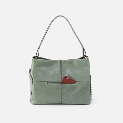 HOBO Everyday - Seneca Shoulder Bag In Polished Leather - Jade