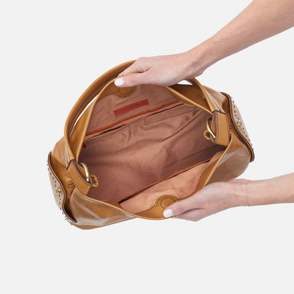 HOBO Essential - Seneca Shoulder Bag In Polished Leather - Natural