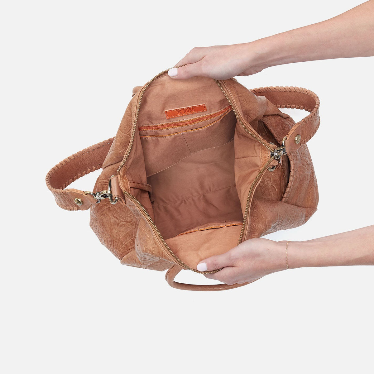 HOBO Exclusive - Sheila Large Satchel In Tooled Embossed Leather - Saddle Tooled Emboss