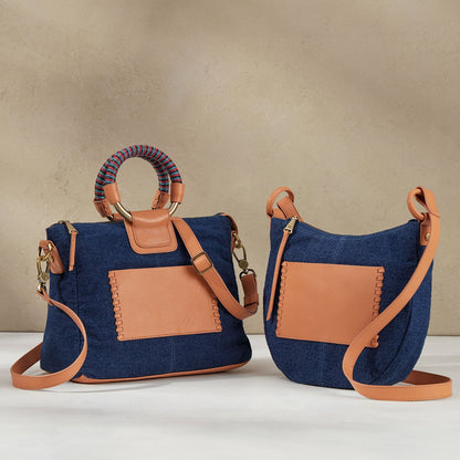 HOBO Hot Sale - Sheila Medium Satchel In Denim Fabric - Dark Denim