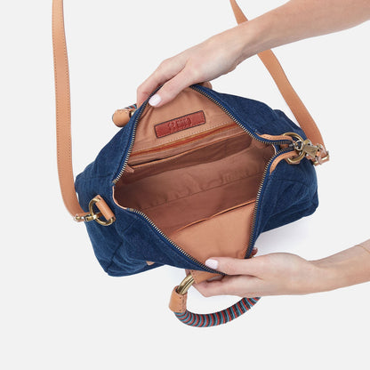 HOBO Hot Sale - Sheila Medium Satchel In Denim Fabric - Dark Denim