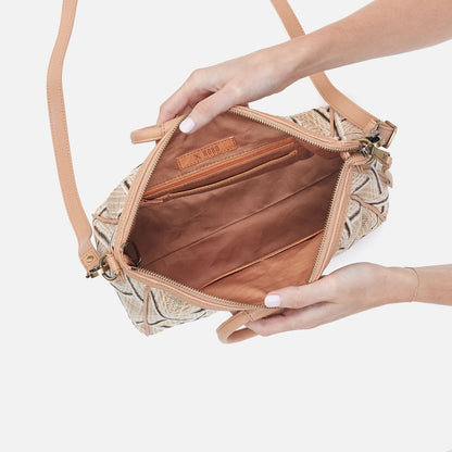 HOBO Essential - Sheila Medium Satchel In Multi Weave With Leather Trim - Cream Raffia
