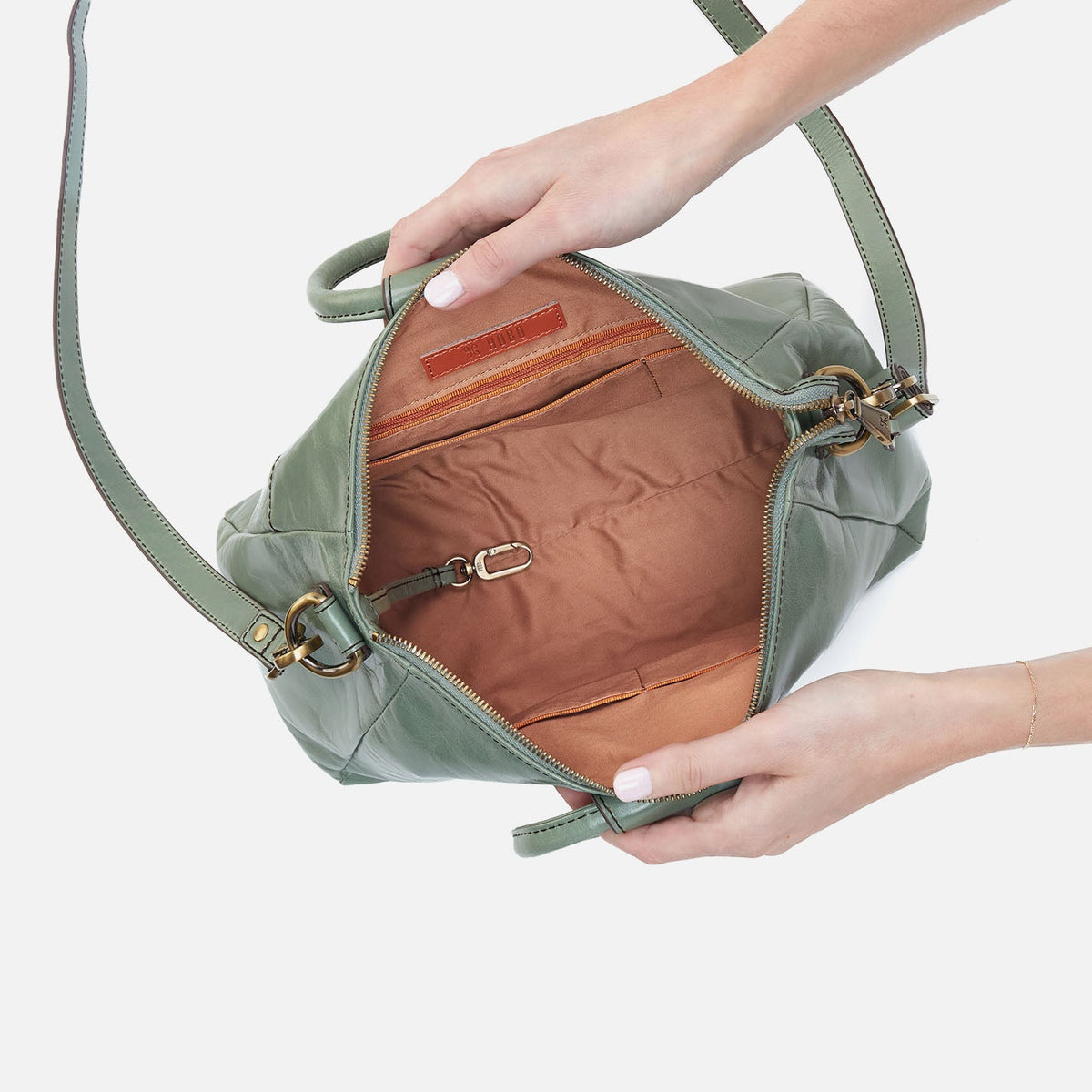 HOBO Customer Favorite - Sheila Medium Satchel In Polished Leather - Jade