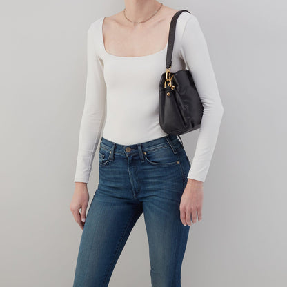 HOBO New - Starr Convertible Shoulder Bag in Pebbled Leather - Blue Pearl