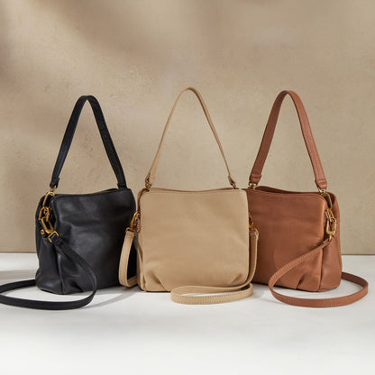 HOBO Featured - Starr Convertible Shoulder Bag in Pebbled Leather - Linen
